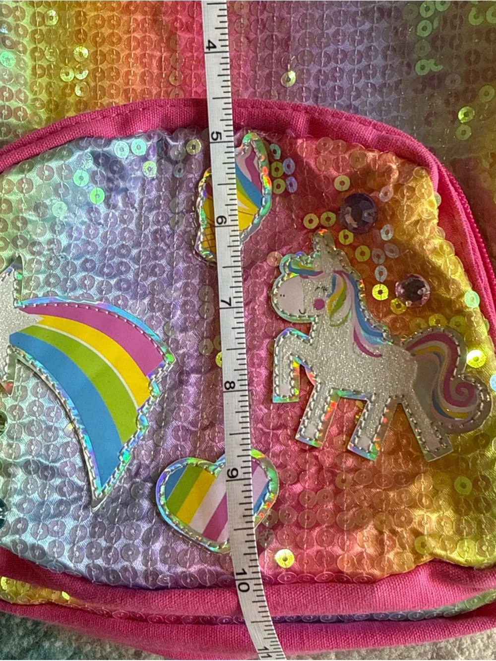 Kids Pink Sequin Rainbow Unicorn Backpack